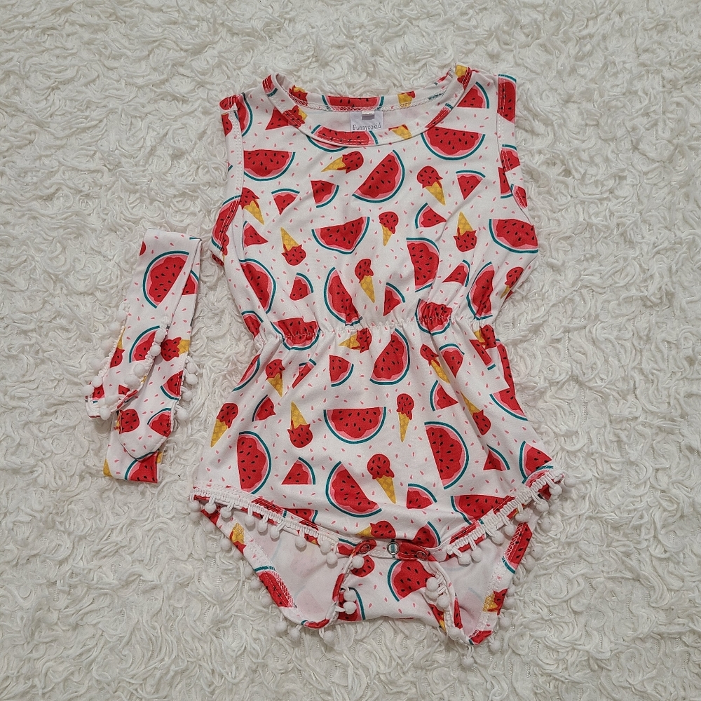 2-Piece Watermelon Romper for Baby Girl